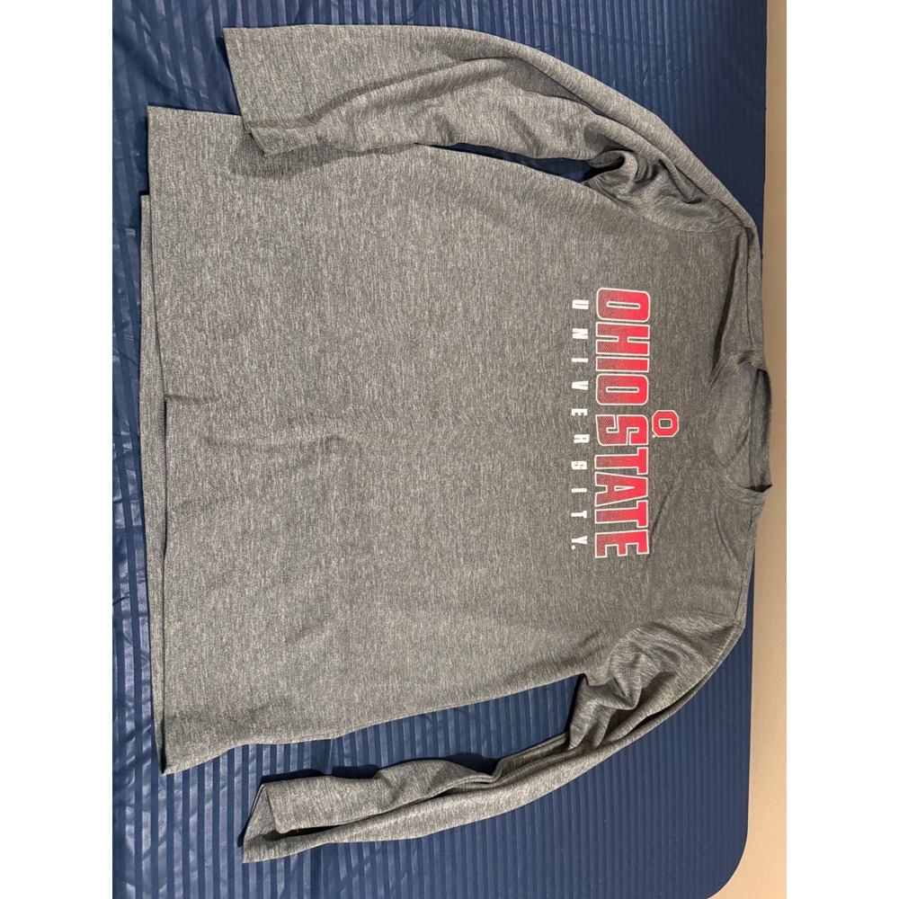 Ohio State University Long Sleeve Performance Shirt Gray Mens Large OSU Buckeyes
